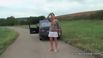 Young Girl Seduces Grandpa In Outdoor Setting
