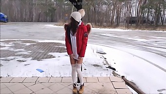 Horny Girl Experiences Intense Orgasm By The Road