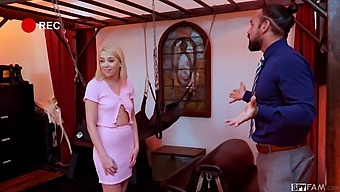 Blonde Stepdaughter Fulfills Stepdad'S Kinky Desires In Private Room