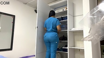 Latina Nurse Massages And Records Fat Patient'S Big Natural Tits And Big Ass