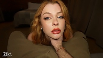 Redhead Girl Comes To The Door In A Wet And Shaking State.
